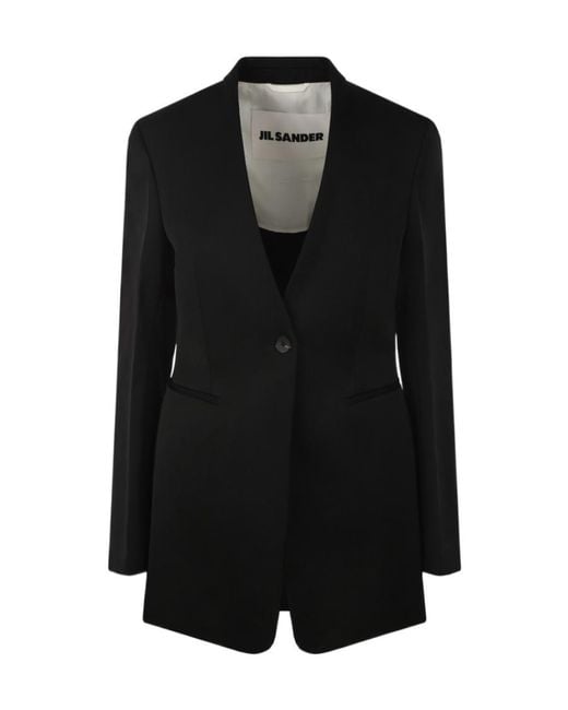 Jil Sander Black Single-Breasted Tailored Jacket