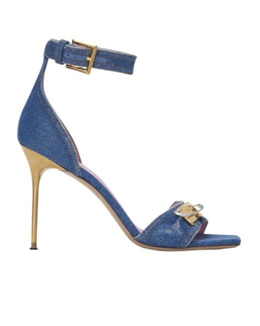 Balmain Blue Logo Denim Sandals