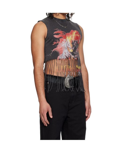 Lu'u Dan Black 'Year Of The Horse' Series Sleeveless Bronco T-Shirt for men