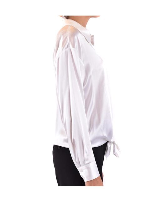 Pinko White Lapel Long-Sleeved Shirt