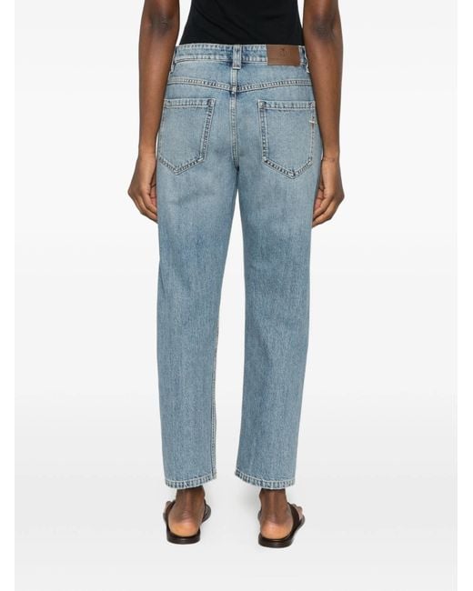 Brunello Cucinelli Blue Logo-Patch Jeans