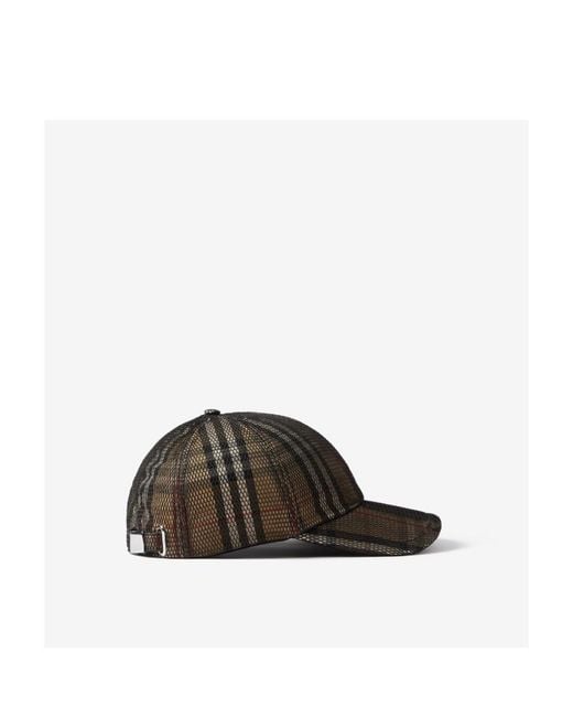 Burberry Brown Mesh-Overlay Checked Curved Peak Baseball Cap for men