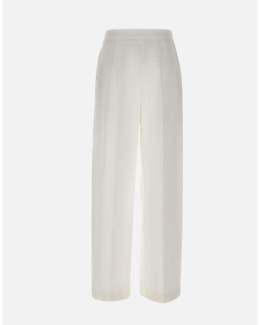 Eleventy White Pleated Palazzo Pants