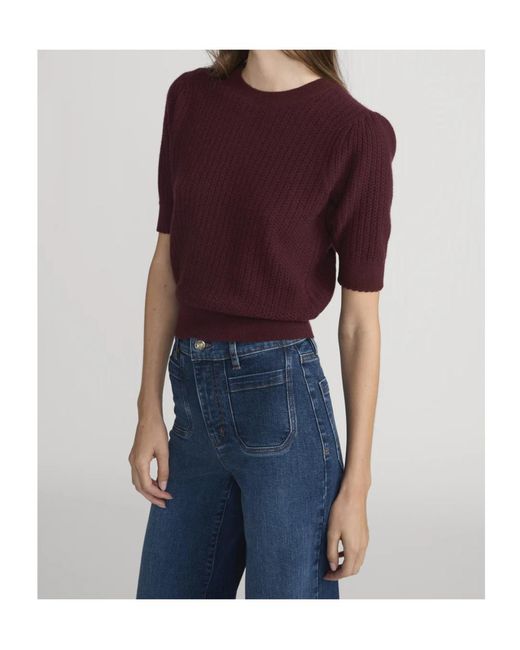 FRAME Red Crew Neck Short-Sleeved Sweater