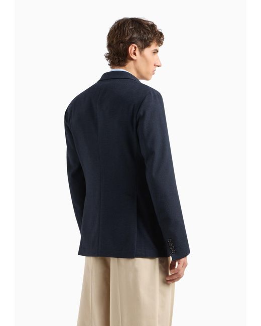 Emporio Armani Blue Long-Sleeved Wool Suit Coat for men