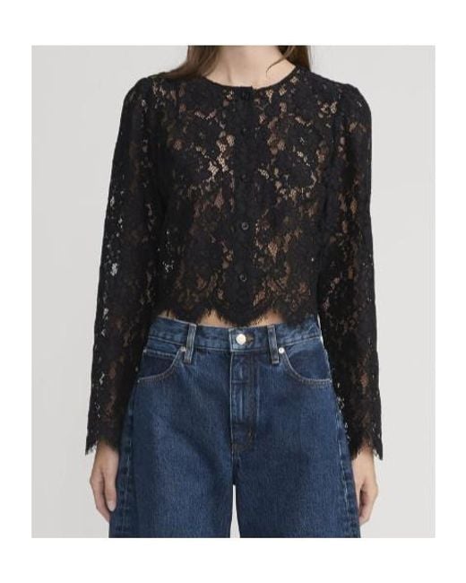 FRAME Black Lace Buttoned Shirt