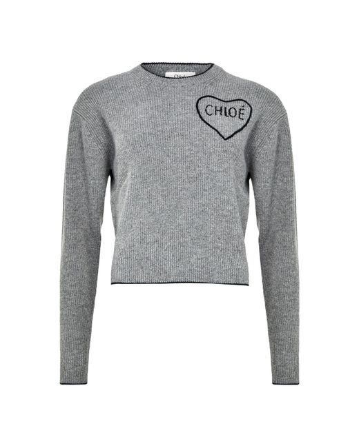 Chloé Gray Logo Sweater