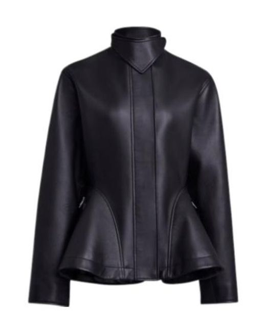 Alaïa Blue Lambskin Peplum Leather Jacket