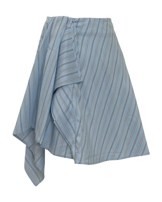 IRO Blue Utalia Asymmetric Striped Skirt