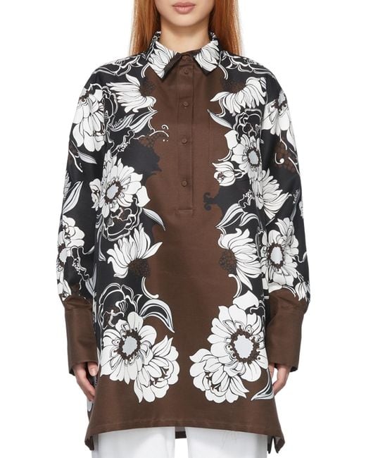 Valentino Multicolor Floral-Print Shirt Dress