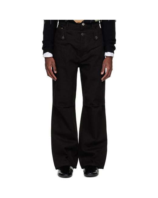 ANDERSSON BELL Black Double-Belted Wide-Leg Pants for men