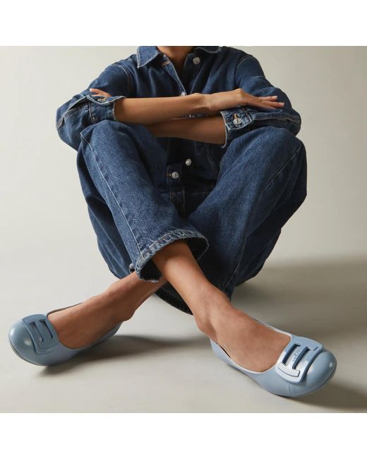 Hogan Blue Logo-Plaque Slip-On Ballerina Shoes