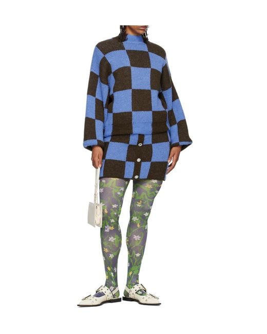 Stine Goya Blue Check Pattern Skirt