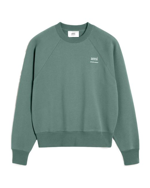 AMI Green Logo Printed Crewneck Sweatshirt for men