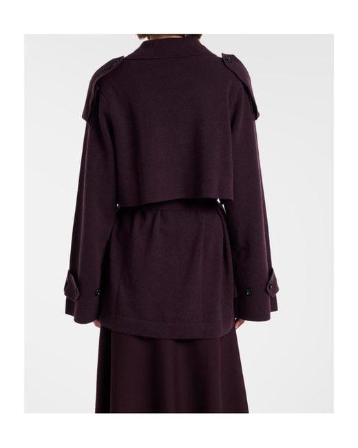 Jardin Des Orangers Purple Cropped Wool And Cashmere Trench Coat