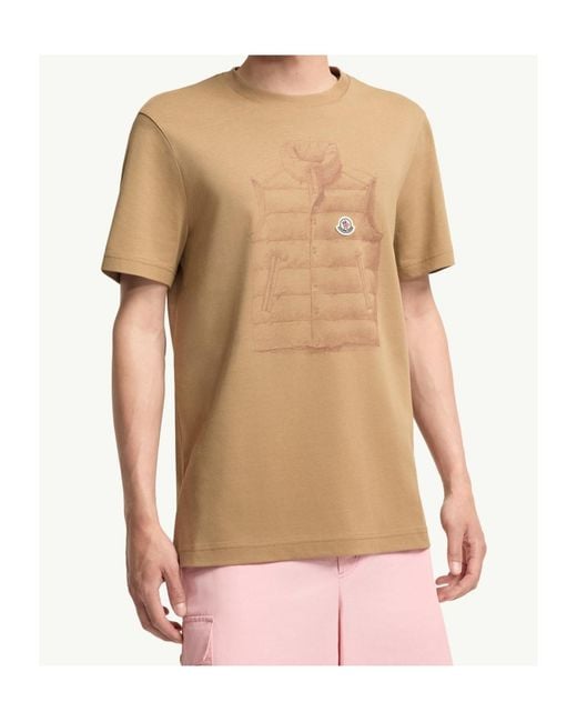 Moncler Natural Down Jacket Print Cotton T-Shirt for men