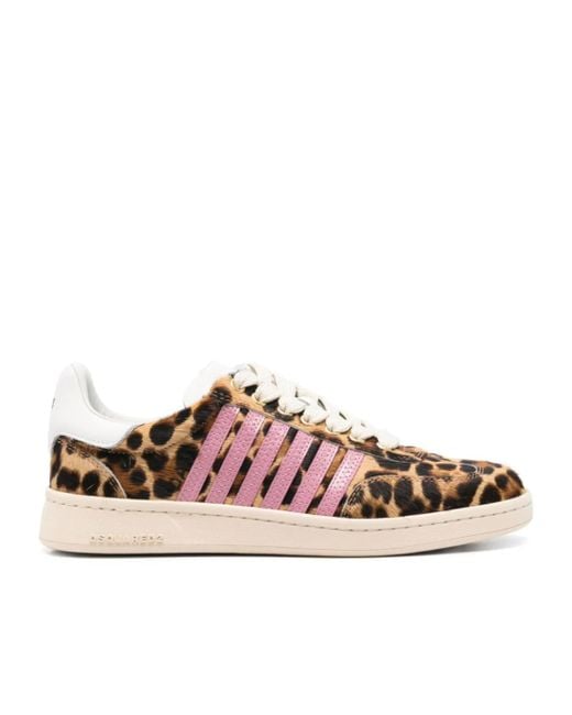DSquared² Women's Pink Leopard-Print Sneakers