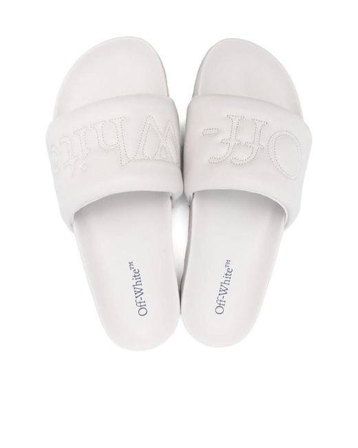 Off-White c/o Virgil Abloh White Bookish Sponge Logo-Embroidered Slides for men