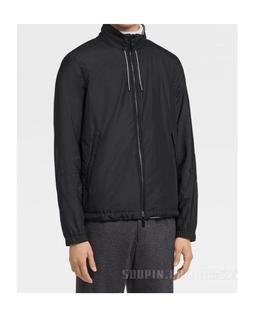 Zegna Black Zipped Drawstring Jacket for men