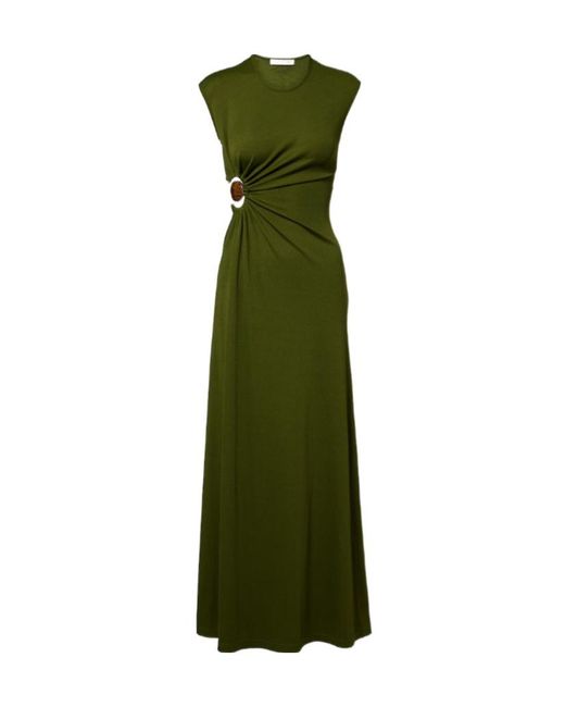 Christopher Esber Green Mineral Stone Embellished Jersey Maxi Dress