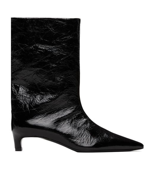 Jil Sander Black Pointed-Toe Pleated Boots
