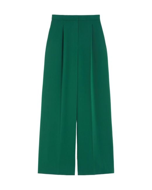 Max Mara Green Laccato Pleated Pants