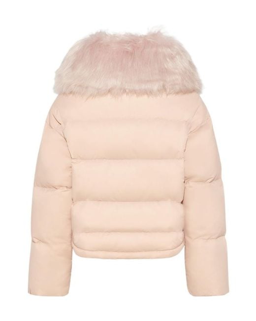 Yves Salomon Pink Shearling-Trim Down Jacket