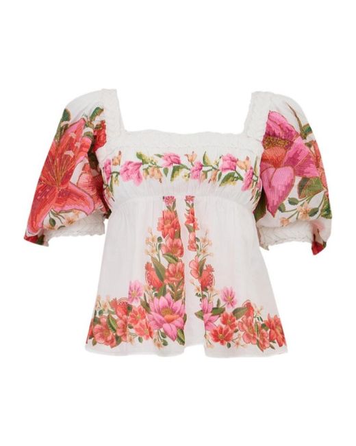 Farm Rio Red Summer Fruit Printed Blouse