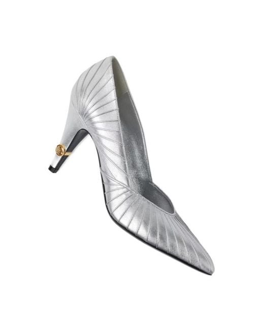 Versace White Gianni Metallic Nappa Pumps 90 Mm