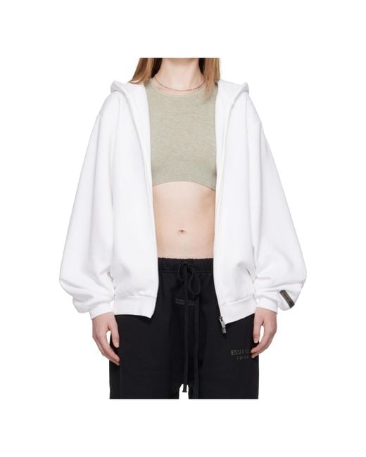 Fear Of God White Zipper Hooded Sweatshirt
