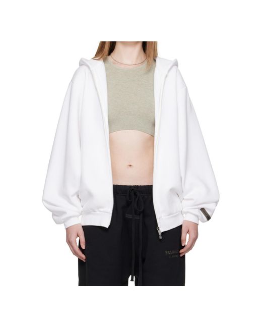 Fear Of God White Zipper Hooded Sweatshirt