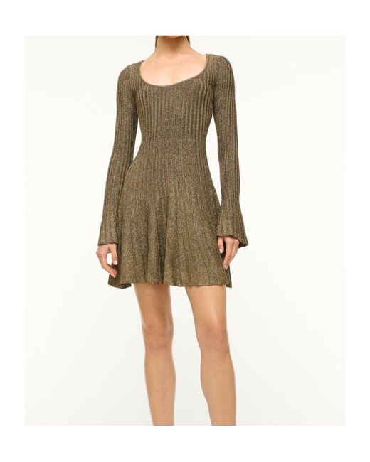 Staud Natural Stuad Raquel Scoop Neck Mini Dress