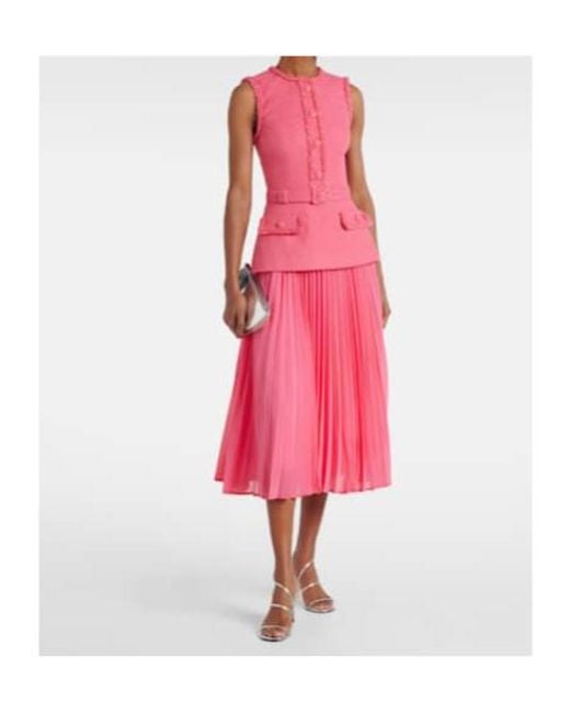 Rebecca Vallance Pink Montana Crêpe And Georgette Midi Dress