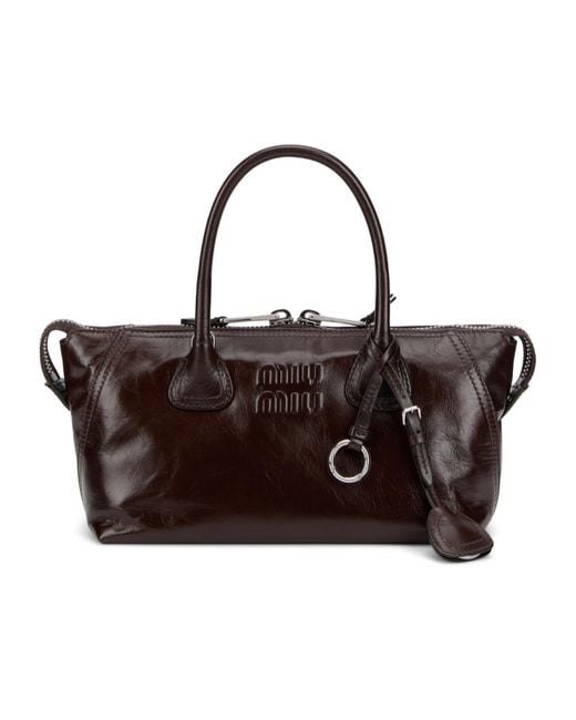 Miu Miu Brown Zippered Shoulder Bag