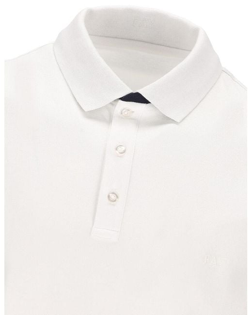 Fay White Layered Short-Sleeved Polo Shirt for men