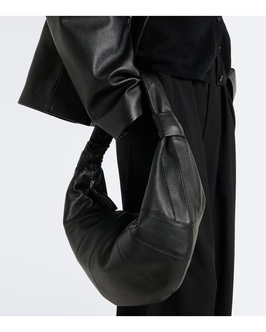 Lemaire Black Fortune Croissant Medium Leather Shoulder Bag