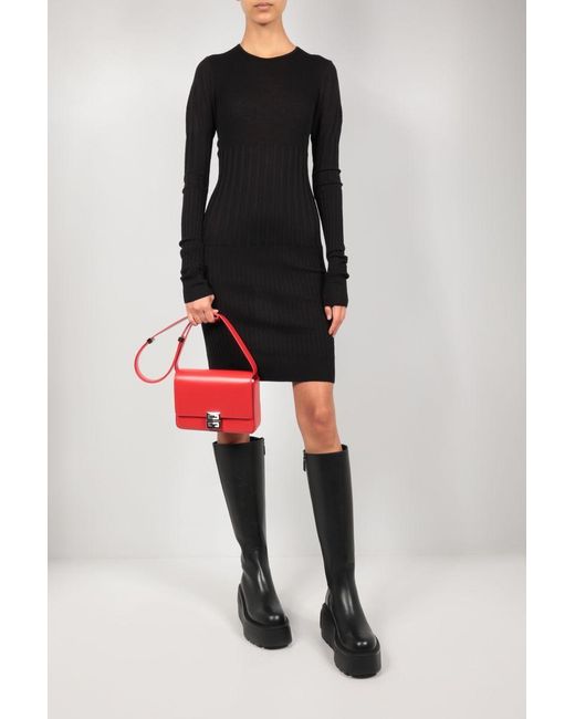 Givenchy Black Ribbed-Knit Wool Dress