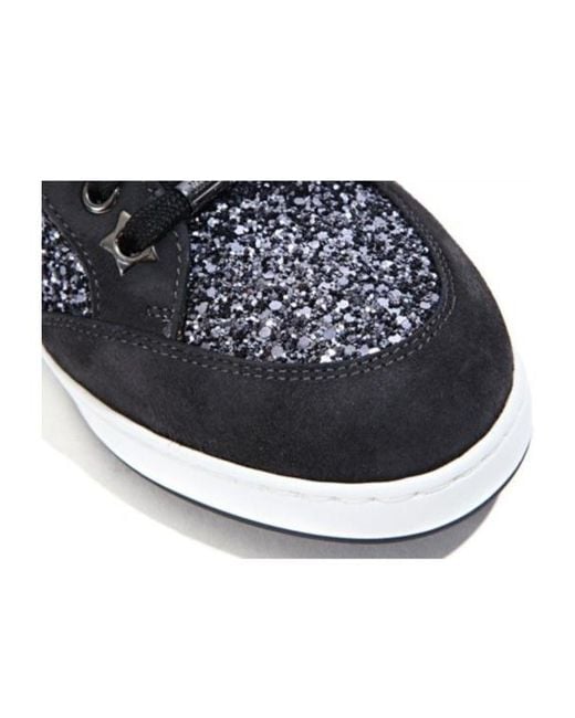 Jimmy Choo Gray Metal Pearl Mid-Top Miami Gunmetal