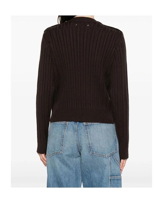 Golden Goose Deluxe Brand Black Cable-Knit Button Detailed Jumper