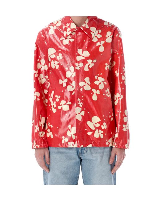 Dries Van Noten Red Floral Printed Jacket for men