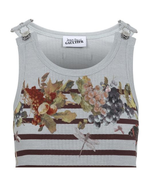 Jean Paul Gaultier White Mariniere Grape Long Dress