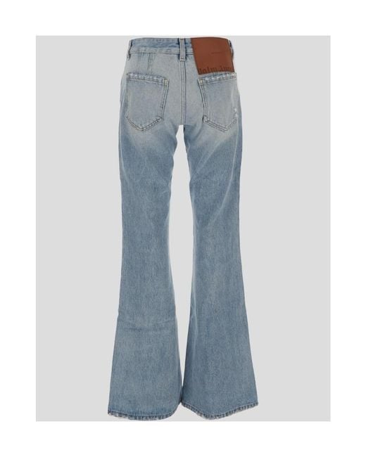 Palm Angels Blue Distressed Flared Jeans