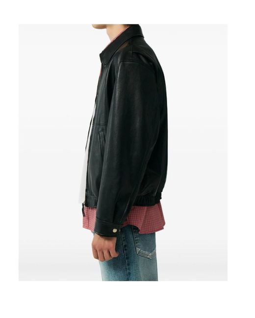 DUNST Black Classic Collar Leather Jacket for men