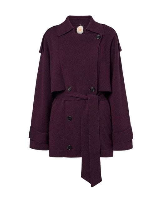 Jardin Des Orangers Purple Cropped Wool And Cashmere Trench Coat