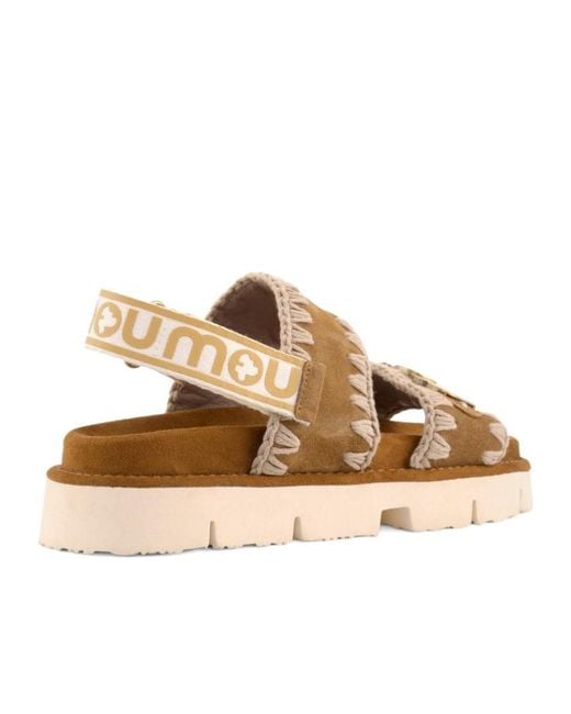 Mou Brown Bio Logo Strap Platform Sandals