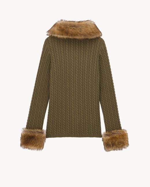 Saint Laurent Green Long-Sleeved Cardigan