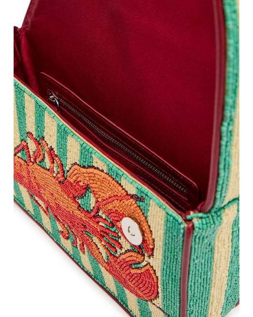 Staud Red Tommy Beaded Shoulder Bag