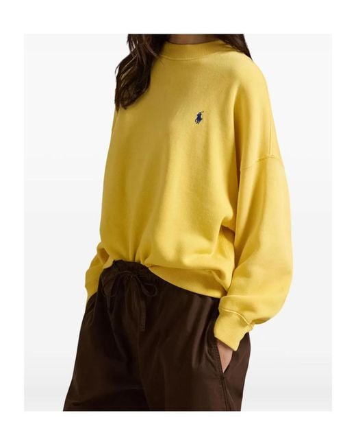 Polo Ralph Lauren Yellow Logo Embroidered Crewneck Sweatshirt for men