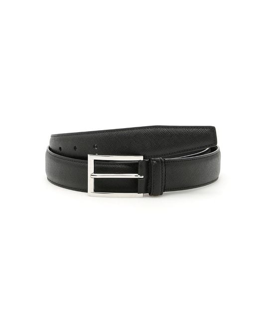 Prada Black Saffiano Buckle Belt for men