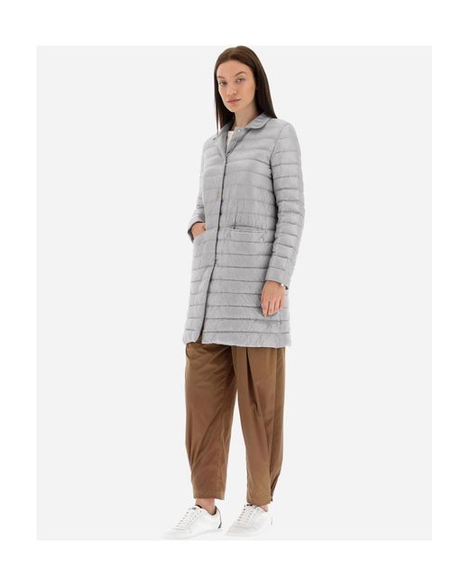 Herno Gray Padded Button-Up Coat